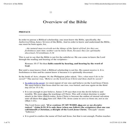 Overview Of The  Bible