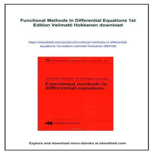Functional Methods In Differential Equations 1st Edition Velimatti Hokkanen