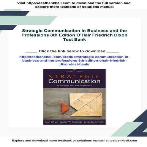 Strategic Communication in Business and the Professions 8th Edition O’Hair Fr...