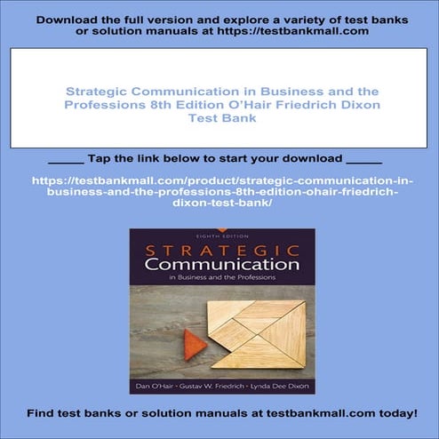 Strategic Communication in Business and the Professions 8th Edition O’Hair Fr...