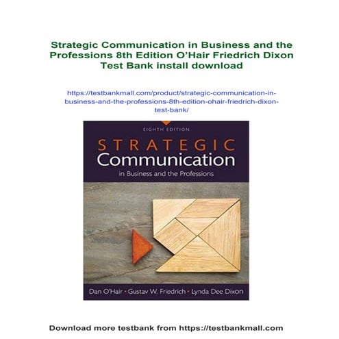 Strategic Communication in Business and the Professions 8th Edition O’Hair Fr...