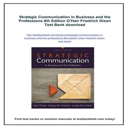 Strategic Communication in Business and the Professions 8th Edition O’Hair Fr...