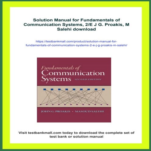 Solution Manual for Fundamentals of Communication Systems, 2/E J G ...
