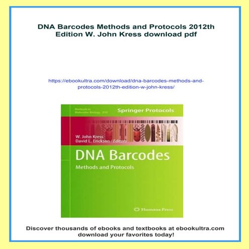 DNA Barcodes Methods and Protocols 2012th Edition W. John Kress | PDF