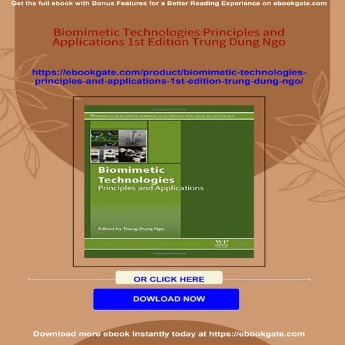 Biomimetic Technologies Principles and Applications 1st Edition Trung Dung Ngo