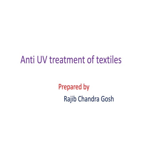 Anti UV treatment of textiles