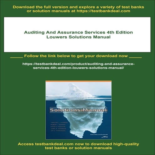 Auditing And Assurance Services 4th Edition Louwers Solutions Manual