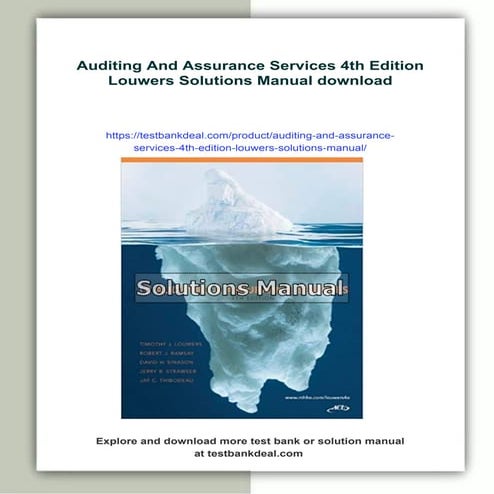 Auditing And Assurance Services 4th Edition Louwers Solutions Manual