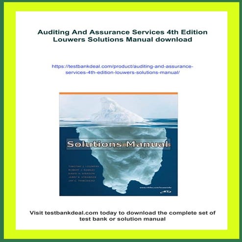 Auditing And Assurance Services 4th Edition Louwers Solutions Manual