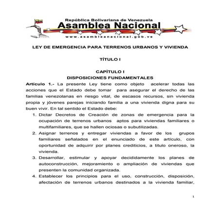 44400248 1ra-ley-de-emergencia-para-terrenos-urbanos-y-vivienda-30-11-10