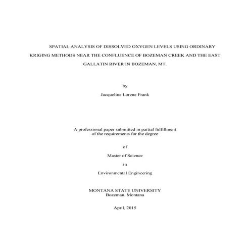 Spatial analysis of dissolved oxygen levels using Ordinary Kriging methods ne...