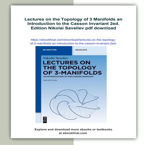 Lectures on the Topology of 3 Manifolds an Introduction to the Casson Invaria...