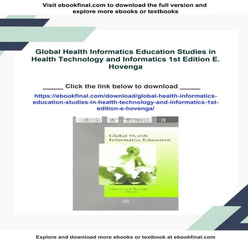 Global Health Informatics Education Studies in Health Technology and Informat...