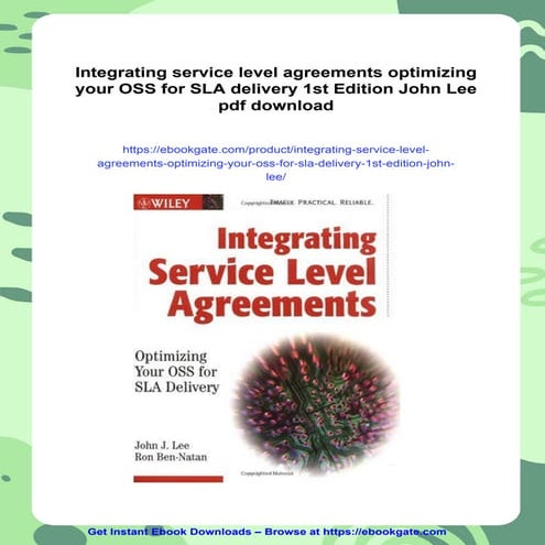 Integrating service level agreements optimizing your OSS for SLA delivery 1st Edition John Lee