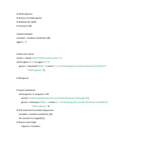 Guess a number game v1.00 | Programming Languages | Computing