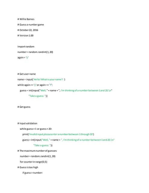 Guess a number game v1.00 | Programming Languages | Computing