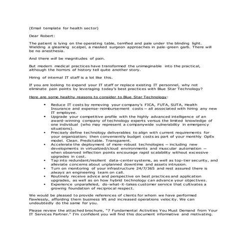 Email template for health sector