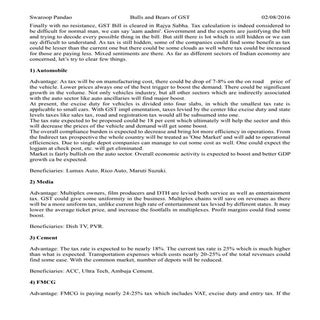 Bulls and Bears of GST