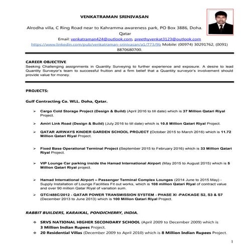 Quantity Surveyor CV | PDF