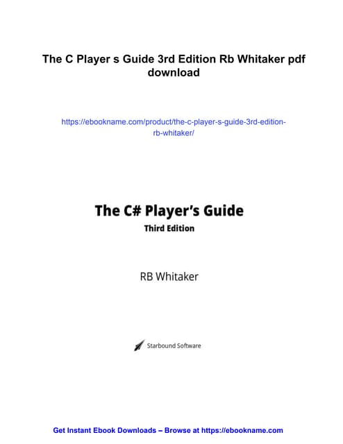 The C Player s Guide 3rd Edition Rb Whitaker
