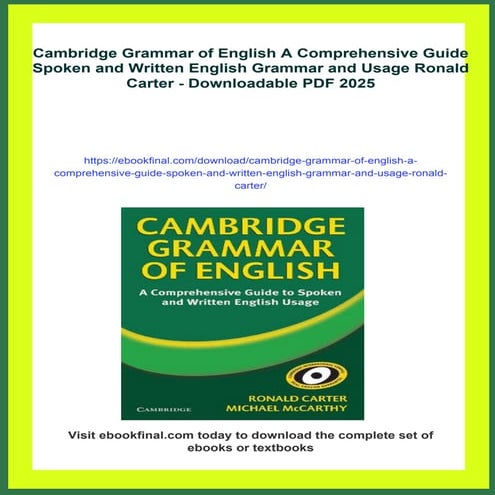 Cambridge Grammar of English A Comprehensive Guide Spoken and Written ...