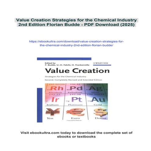 Value Creation Strategies for the Chemical Industry 2nd Edition Florian Budde