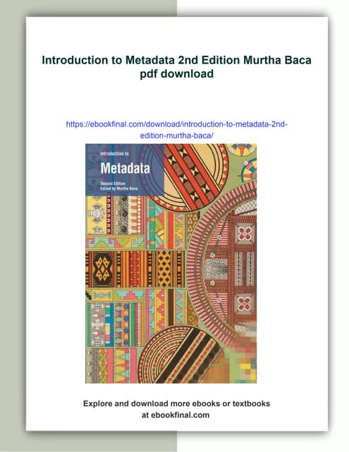 Introduction to Metadata 2nd Edition Murtha Baca