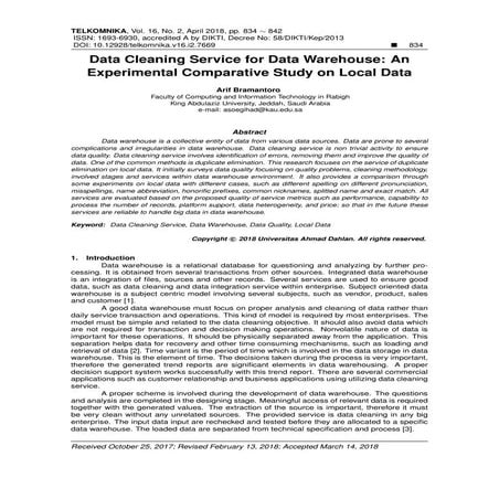 Data Cleaning Service for Data Warehouse: An Experimental Comparative Study o...