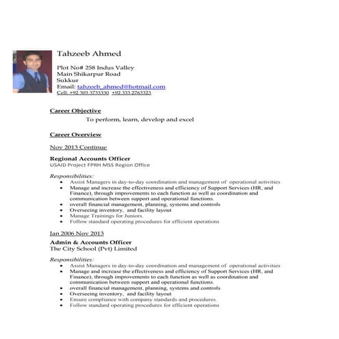 Resume for Store incharge | DOC