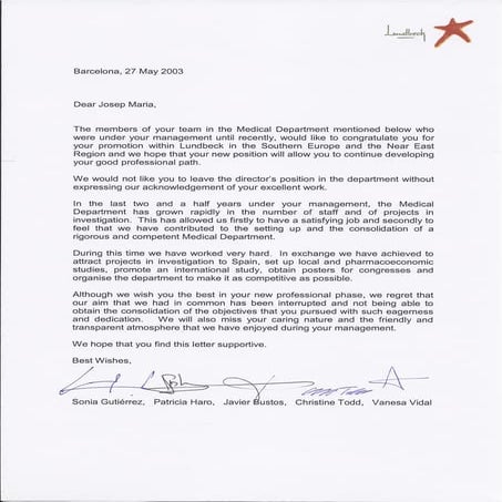 2003 Lundbeck Spain, Letter | PDF