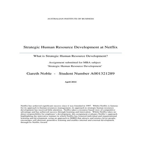 A001321289 Strategic Human Resource Development