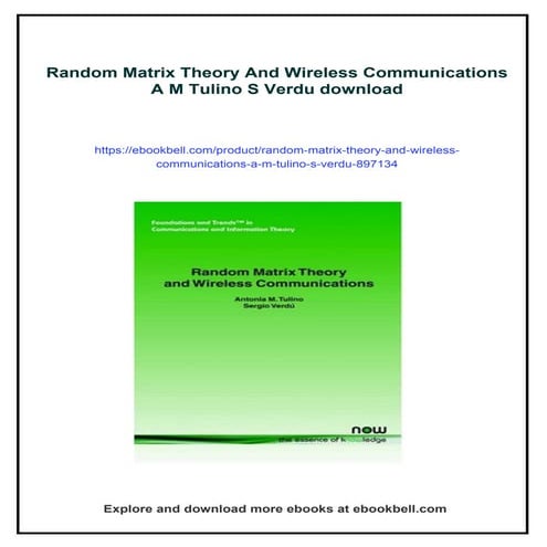 Random Matrix Theory And Wireless Communications A M Tulino S Verdu | PDF