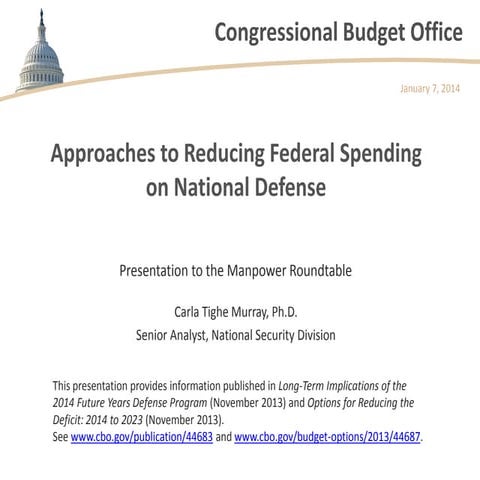 Approaches to Reducing Federal Spending on National Defense