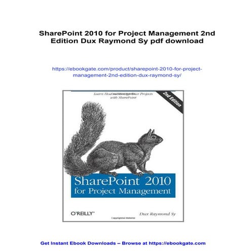 SharePoint 2010 for Project Management 2nd Edition Dux Raymond Sy