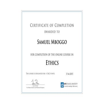 Ethics Certificate