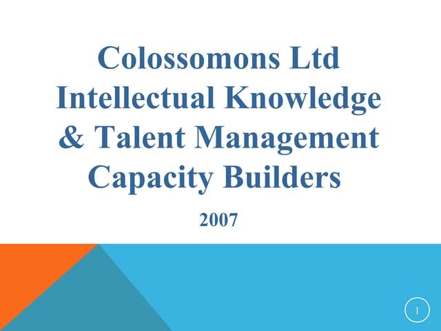 Colossomons Ltd Organisational Issues