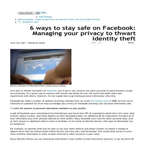 6 ways to stay safe on Facebook: Managing your privacy to thwart identity theft