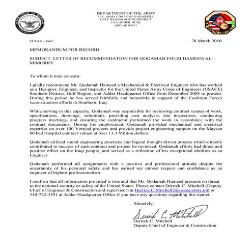 Army letter of recommendation | PDF