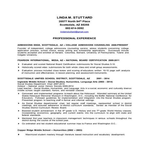 Linda Stuttard resume word