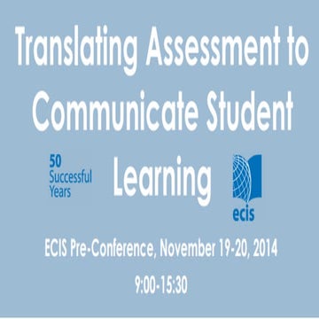 ECIS Standards-Based Assessment Pre-Conference