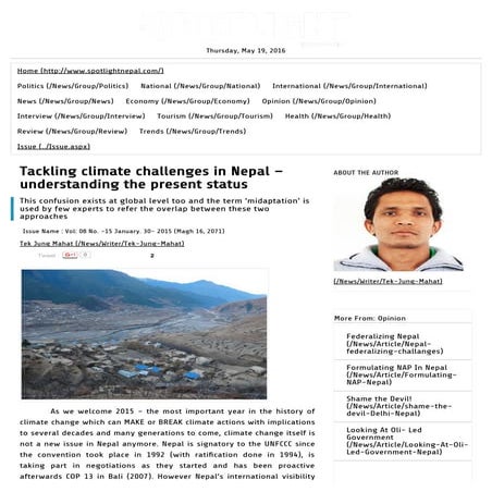 Climate change , it's impacts and adaption in Nepal | PPTX