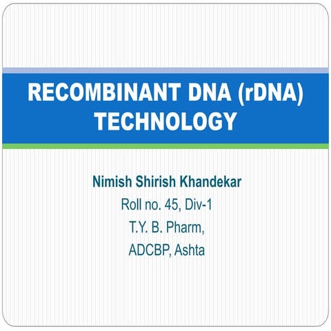 Recombinant DNA Technology (Key-Notes)