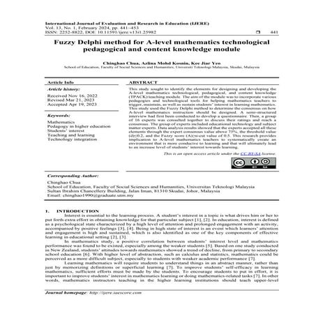 Fuzzy Delphi method for A-level mathematics technological pedagogical ...