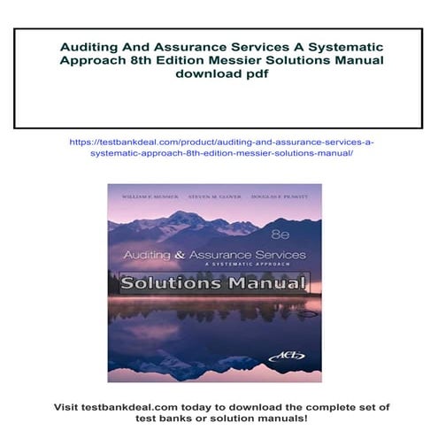 Auditing And Assurance Services A Systematic Approach 8th Edition Messier Solutions Manual | PDF