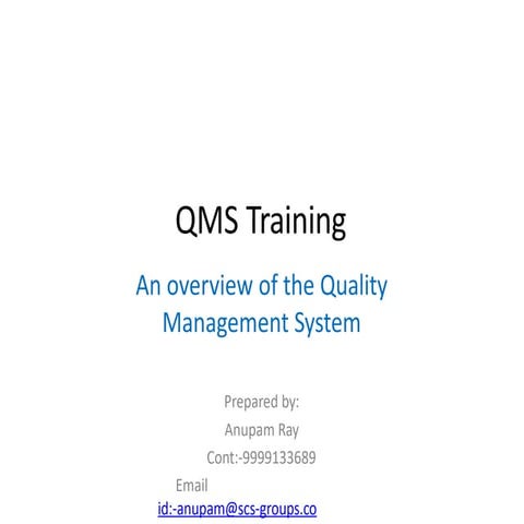 Quality Management System (QMS) Training | PDF