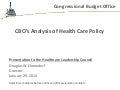CBO’s Analysis of Health Care Policy