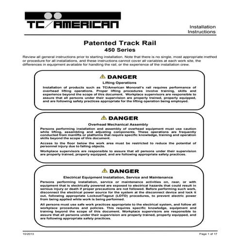 450 series rail installation instructions rev | PDF