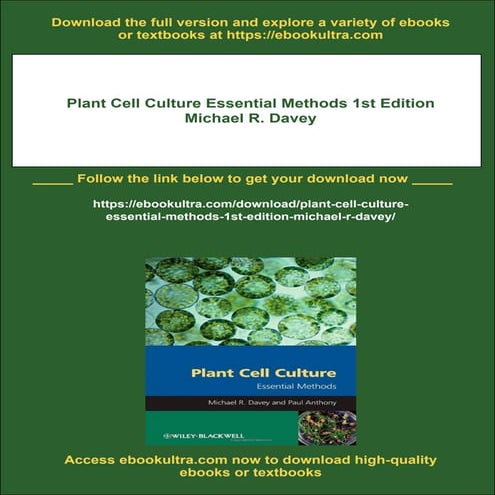 Plant Cell Culture Essential Methods 1st Edition Michael R. Davey | PDF