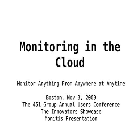 Monitis: Monitoring in the Cloud | PDF