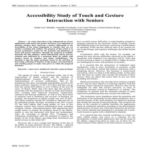 Accessibility Study of Touch and Gesture Interaction with Seniors